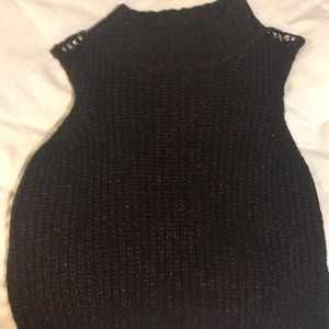 Black cable knit with purple